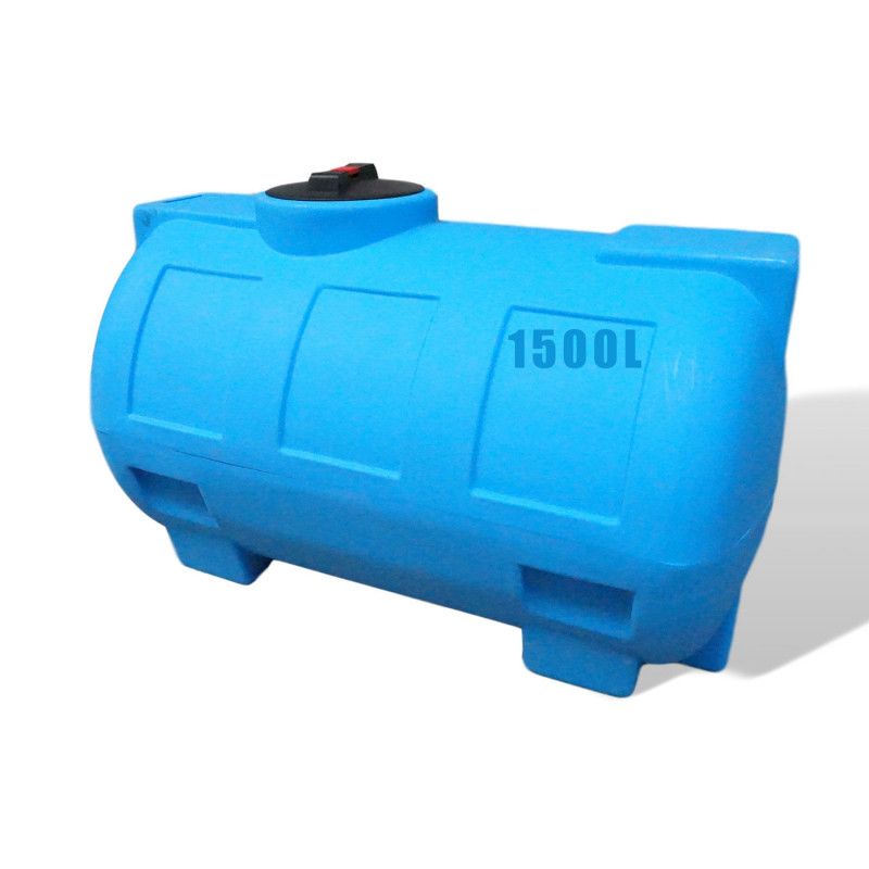 Réservoir de stockage eau de pluie 1500l - Cuve polyéthylène aérienne bleue - Horizontal