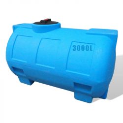Réservoir de stockage eau de pluie 3000l - Cuve polyéthylène aérienne bleue - Horizontal