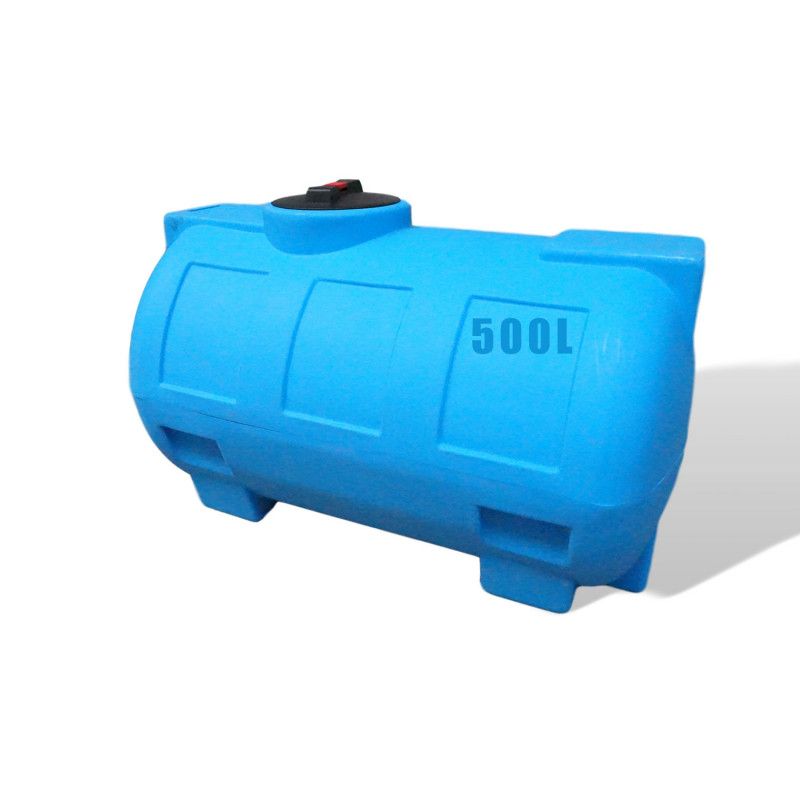 Réservoir de stockage eau de pluie 500 litres - Cuve polyéthylène aérienne bleue - Horizontal
