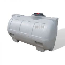 Cuve récupérateur eau de pluie 1000 litres - Cuve polyéthylène aérienne grise - Horizontale
