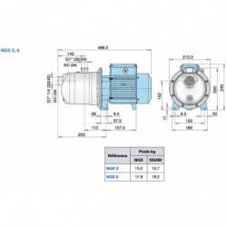 Calpeda Pompa ad acqua NGXM4110 0,75 KW in acciaio inox fino a 4,5 m3/h monofase 220 V 